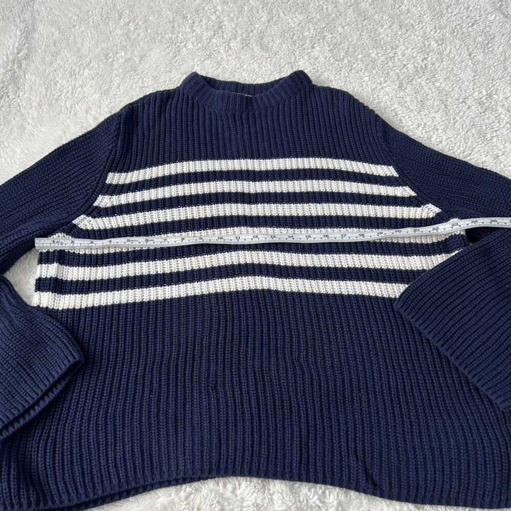 Gap Womens XXL Navy Cotton Striped Knit Sweater Preppy Costal Grandma Lake House - Picture 4 of 6